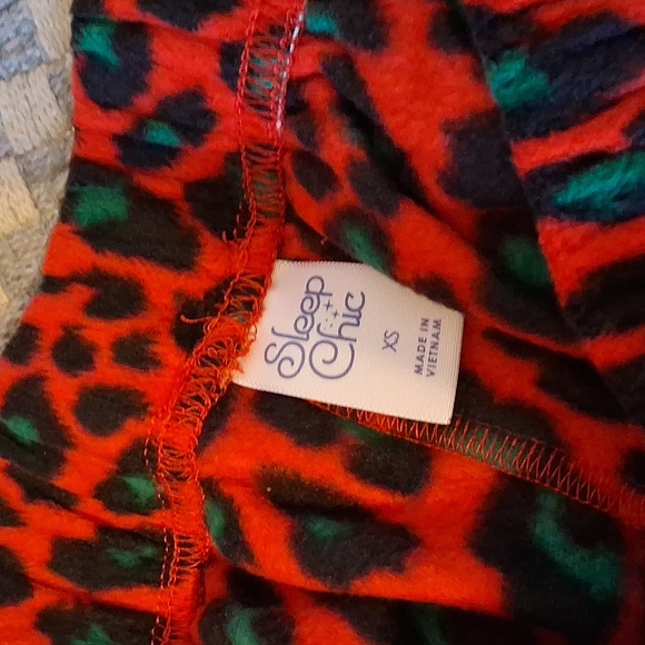 Red and Green Leopard Print Pants - Picture 2 of 3